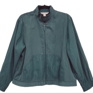 Blast Studio Green Crinkle Texture Zip Front Light Weight Jacket Petite Large